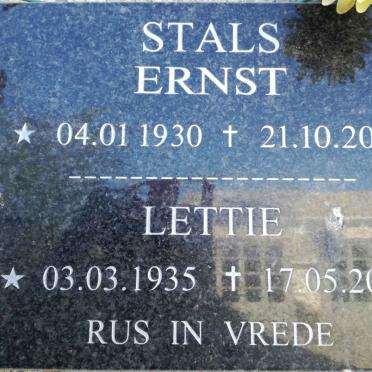 STALS Ernst 1930-2015 &amp; Lettie 1935-2012