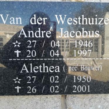 WESTHUIZEN Andre Jacobus, van der 1946-1997 &amp; Alethea BOUWER 1950-2001