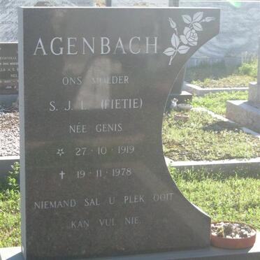 AGENBACH S.J.L. nee GENIS 1919-1978
