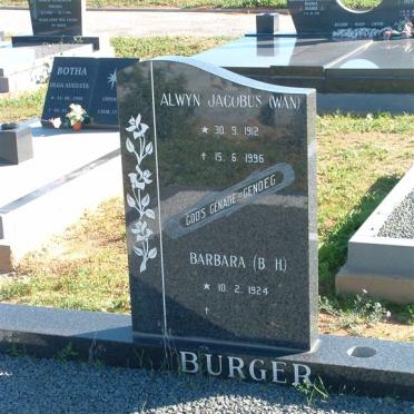 BURGER Alwyn Jacobus 1912-1996 &amp; Barbara H. 1924-