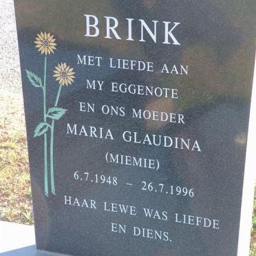 BRINK Maria Glaudina 1948-1996
