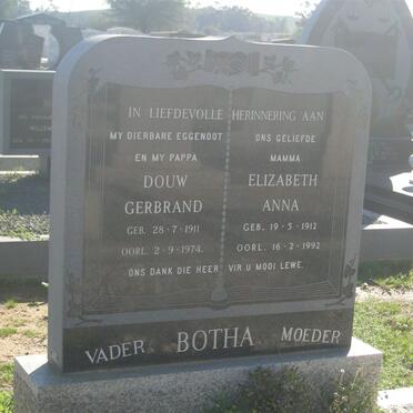 BOTHA Douw Gerbrand 1911-1974 &amp; Elizabeth Anna 1912-1992
