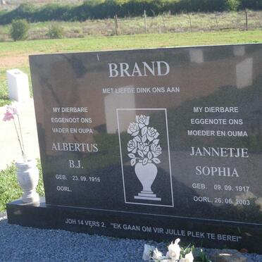 BRAND Albertus B.J. 1916- &amp; Jannetje Sophia 1917-2003