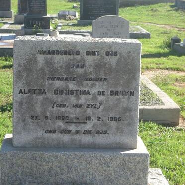 BRUYN Aletta Christina, de nee VAN ZYL 1890-1965