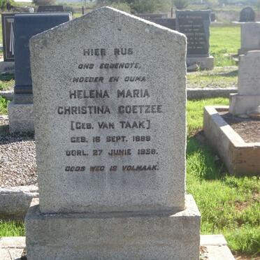 COETZEE Helena Maria Christina nee VAN TAAK 1888-1958