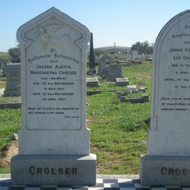 CROESER Johan Godfried Lee 1842-1925 &amp; Jacoba Aletta Margaretha 1851-1937