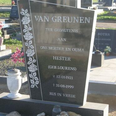 GREUNEN Hester, van nee LOURENS 1921-1999