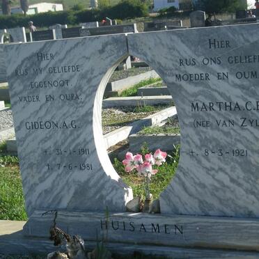 HUISAMEN Gideon A.G. 1911-1981 &amp; Martha C.E. VAN ZYL 1921-