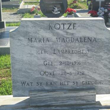 KOTZE Maria Magdalena nee LAMBRECHTS 1916-1982