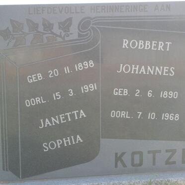KOTZE Robbert Johannes 1890-1968 &amp; Janetta Sophia 1898-1991