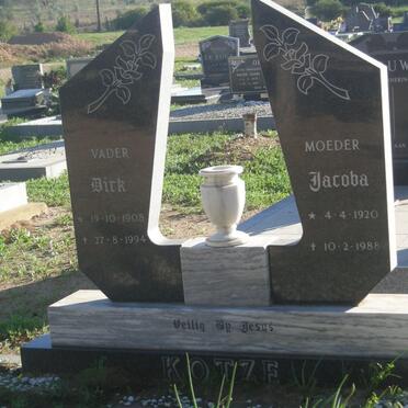 KOTZE Dirk 1908-1994 &amp; Jacoba 1920-1988