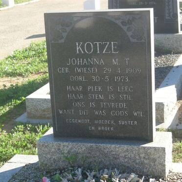 KOTZE Joanna M.T. nee WIESE 1909-1973