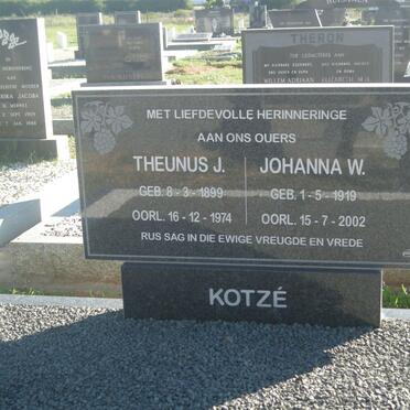 KOTZE Theunus J. 1899-1974 &amp; Johanna W. 1919-2002