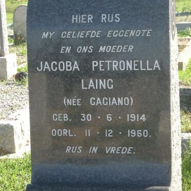 LAING Jacoba Petronella nee GAGIANO 1914-1960