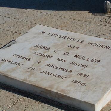 MULLER Anna C.D. nee VAN RHYN 1891-1968