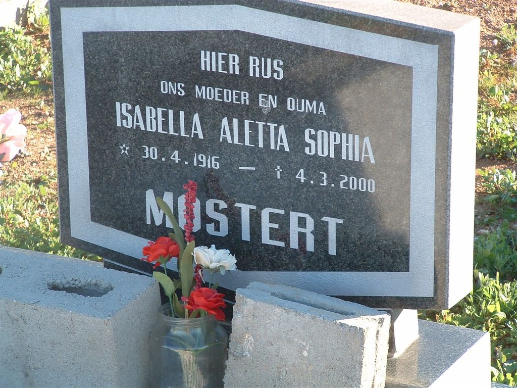 MOSTERT Isabella Aletta Sophia 1916-2000