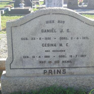 PRINS Daniel J.G. 1891-1971 &amp; Gesina M.C. HUISAMEN 1891-1977