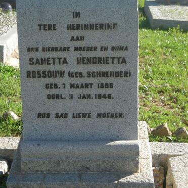 ROSSOUW Sanetta Hendrietta nee SCHREUDER 1886-1946