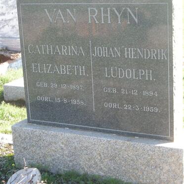 RHYN Johan Hendrik Ludolph, van 1894-1959 &amp; Catharina Elizabeth 1897-1958