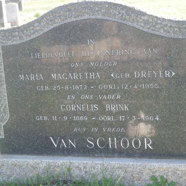 SCHOOR Cornelis Brink, van 1869-1964 &amp; Maria Magaretha DREYER 1872-1965