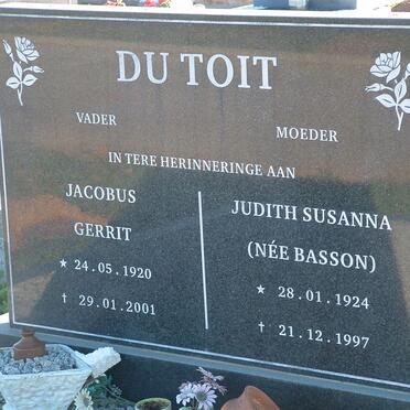 TOIT Jacobus Gerrit, du 1920-2001 &amp; Judith Susanna BASSON 1924-1997