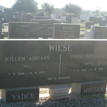 WIESE Willem Adriaan 1896-1973 &amp; Anna Aletta E. 1905-1979