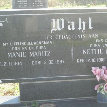 WAHL Manie Maritz 1914-1987 &amp; Nettie 1916-??