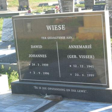 WIESE Dawid Johannes 1939-1996 &amp; Annemarie VISSER 1941-1999