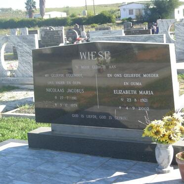 WIESE Nicolaas Jacobus 1911-1979 &amp; Elizabeth Maria 1921-2002