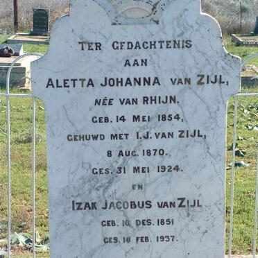 ZIJL Izak Jacobus 1851-1937 &amp; Aletta Johanna VAN RHIJN 1854-1924
