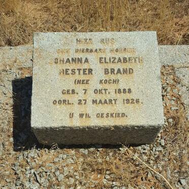 BRAND Johanna Elizabeth Hester nee KOCH 1888-1926