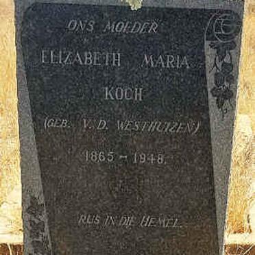 KOCH Elizabeth Maria nee V.D. WESTHUIZEN 1865-1948