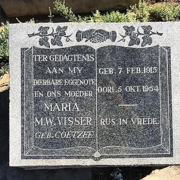 VISSER Maria M.W. nee COETZEE 1915-1954