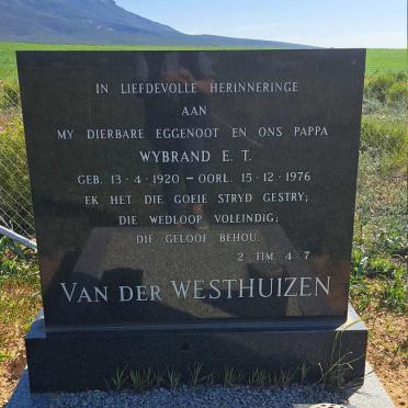 WESTHUIZEN  Wybrand E.T., van der 1920-1976