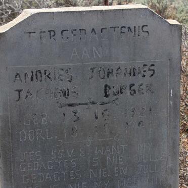 BURGER Andries Johannes Jacobus 1921-1941