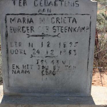 BURGER Maria Magrieta nee STEENKAMP 1895-1953