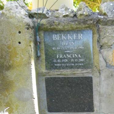 BEKKER Daan 1925-1996 &amp; Francina 1928-2003