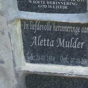 MULDER Aletta 1934-2005