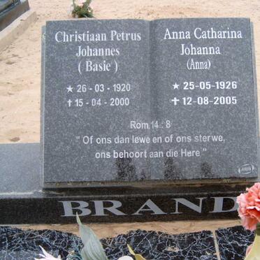 BRAND Christiaan Petrus Johannes 1920-2000 &amp; Anna Catharina Johanna 1926-2005