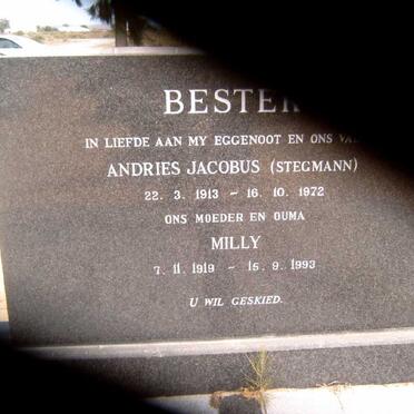 BESTER Andries Jacobus 1913-1972 &amp; Milly 1919-1993