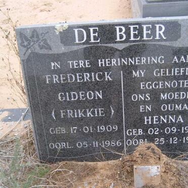 BEER Frederick Gideon, de 1909-1986 &amp; Henna 1920-1985