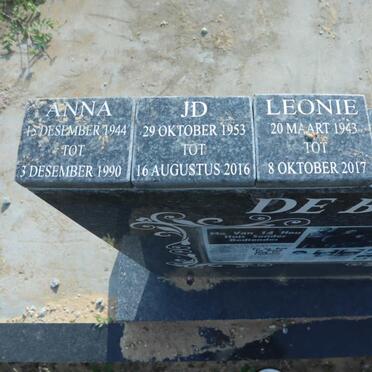 BEER Leonie, de 1943-2017 :: DE BEER Anna 1944-1990 :: DE BEER JD 1953-2016