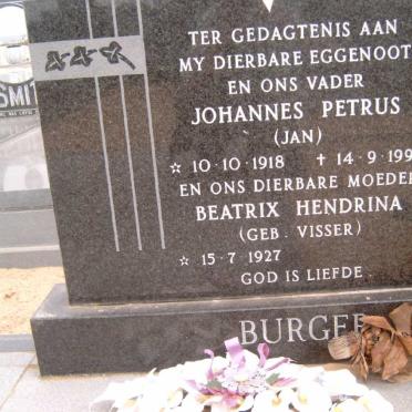 BURGER Johannes Petrus 1918-1990 &amp; Beatrix Hendrina VISSER 1927-