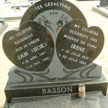 BASSON Jan 1941-1999 &amp; Irene 1933-1988