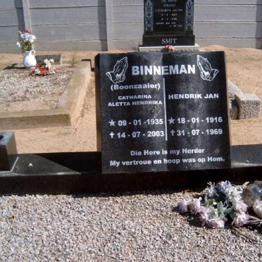 BINNEMAN Hendrik Jan 1916-1969 &amp; Catharina Aletta Hendrika BOONZAAIER 1935-2003