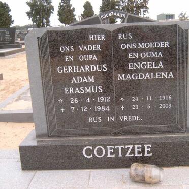 COETZEE Gerhardus Adam Erasmus 1912-1984 &amp; Engela Magdalena 1916-2003