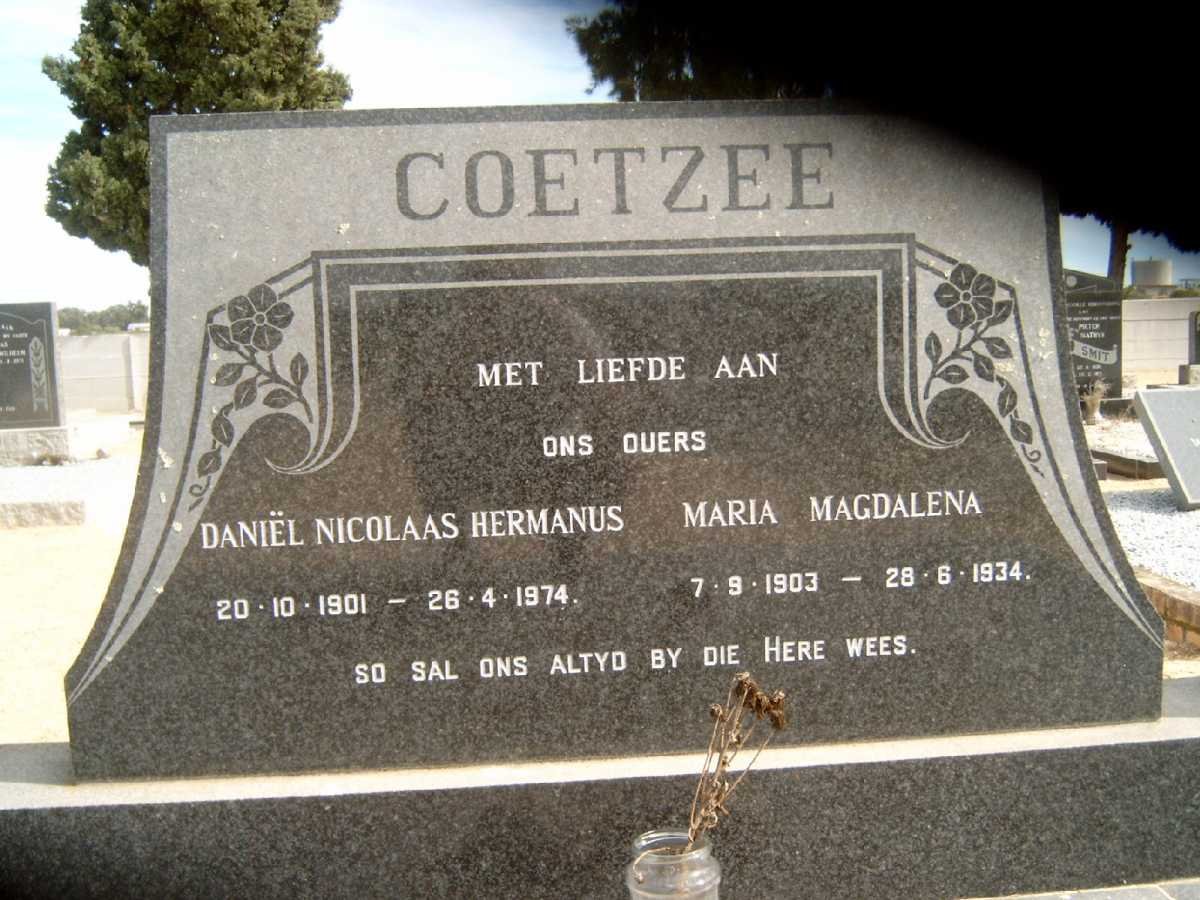 COETZEE Daniel Nicolaas Hermanus 1901-1974 &amp; Maria Magdalena 1903-1934