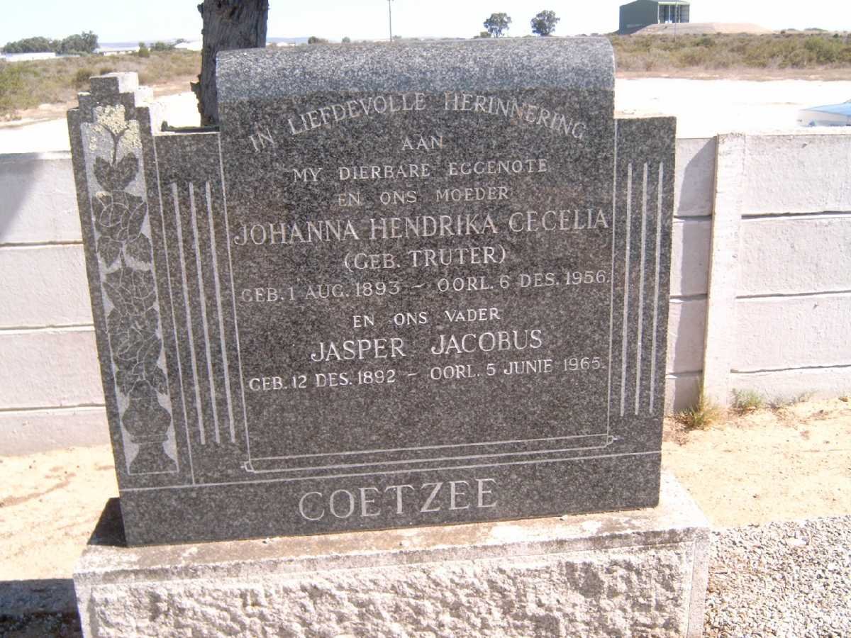 COETZEE Jasper Jacobus 1892-1965 &amp; Johanna Hendrika Cecelia TRUTER 1893-1956