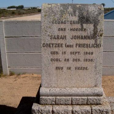 COETZEE Sarah Johanna nee FRIESLICH 1869-1938