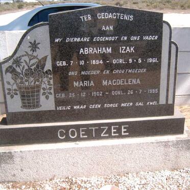 COETZEE Abraham Izak 1894-1961 &amp; Maria Magdalena 1902-1995